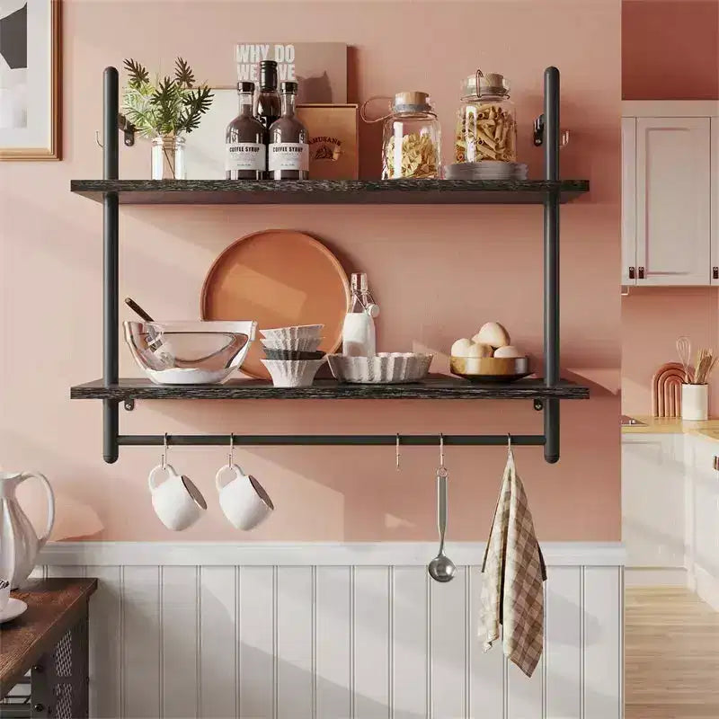 Étagère murale à 2 niveaux pour livres, plantes, boulangerie