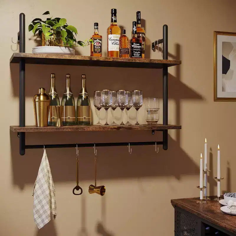 Étagère murale à 2 niveaux pour livres, plantes, boulangerie