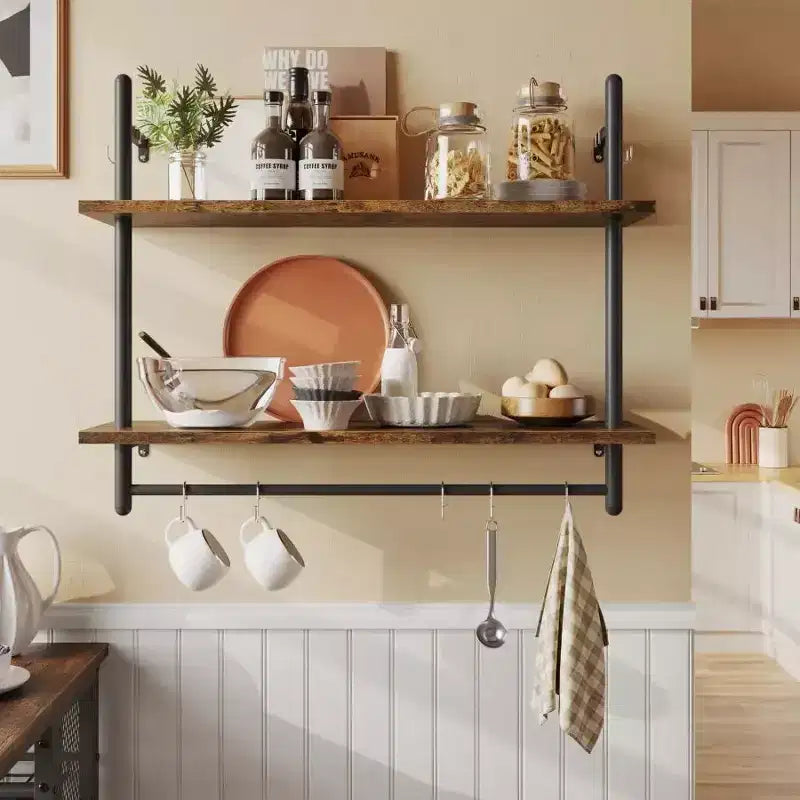 Étagère murale à 2 niveaux pour livres, plantes, boulangerie