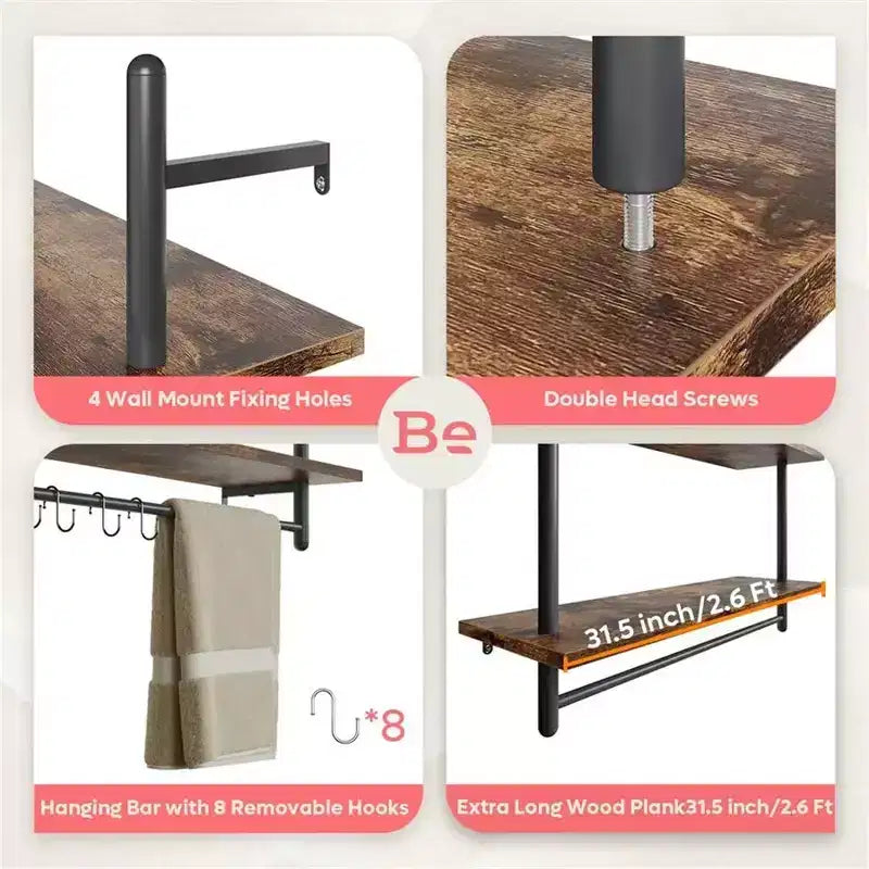 Étagère murale à 2 niveaux pour livres, plantes, boulangerie