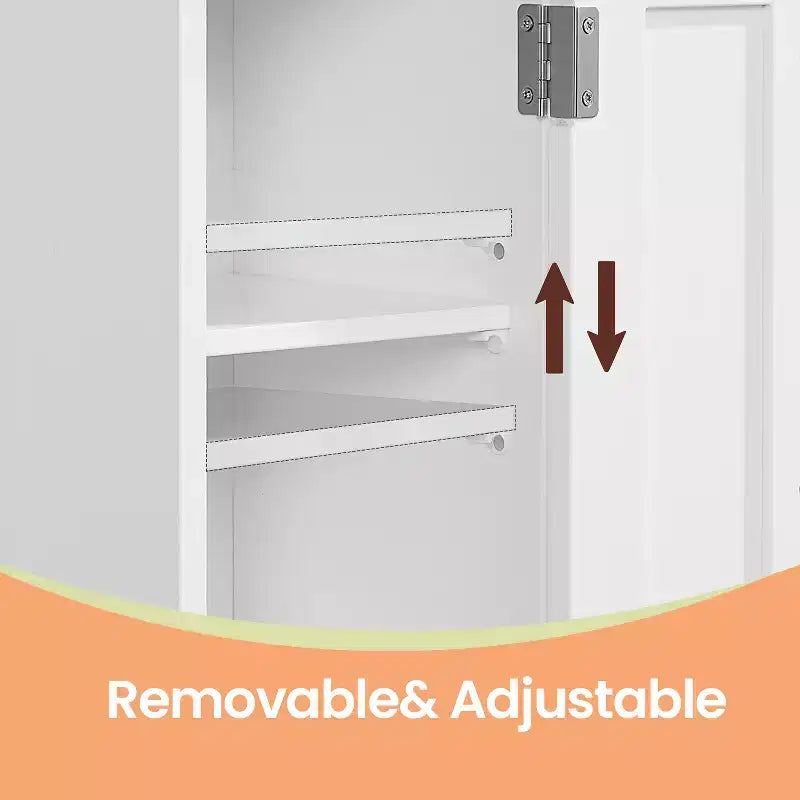 Petit meuble de rangement au sol avec étagères réglables - Organiseur de rangement étroit blanc
