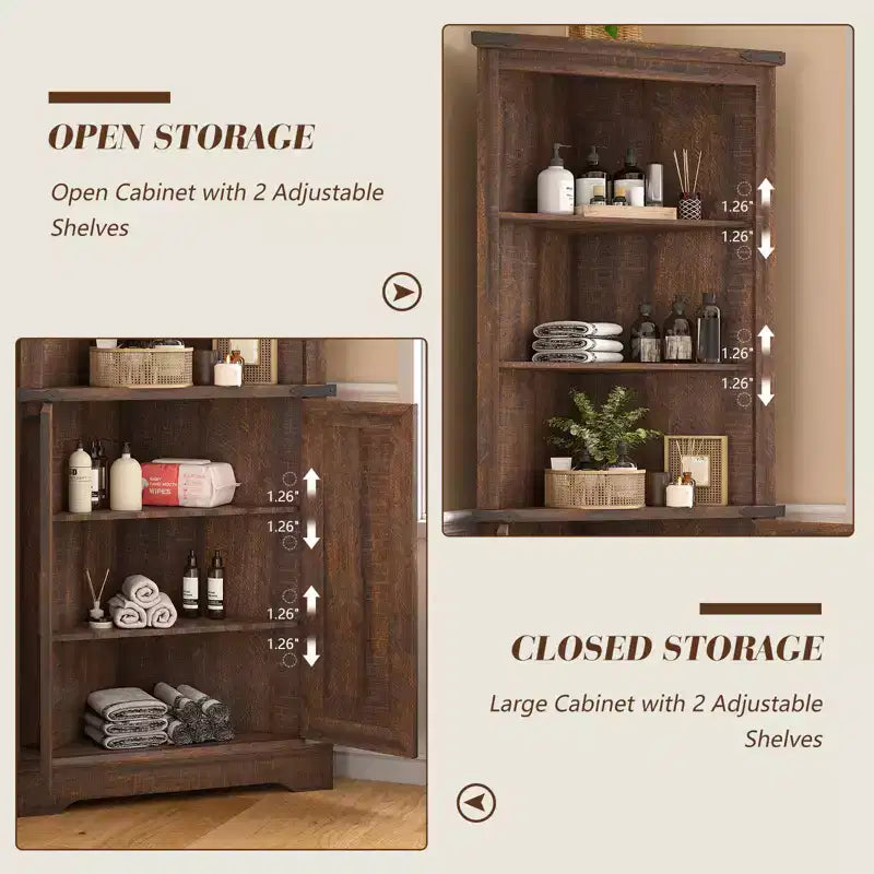 AMERLIFE Armoire d'angle de ferme de 172 cm, Armoire de rangement haute avec porte coulissante type grange