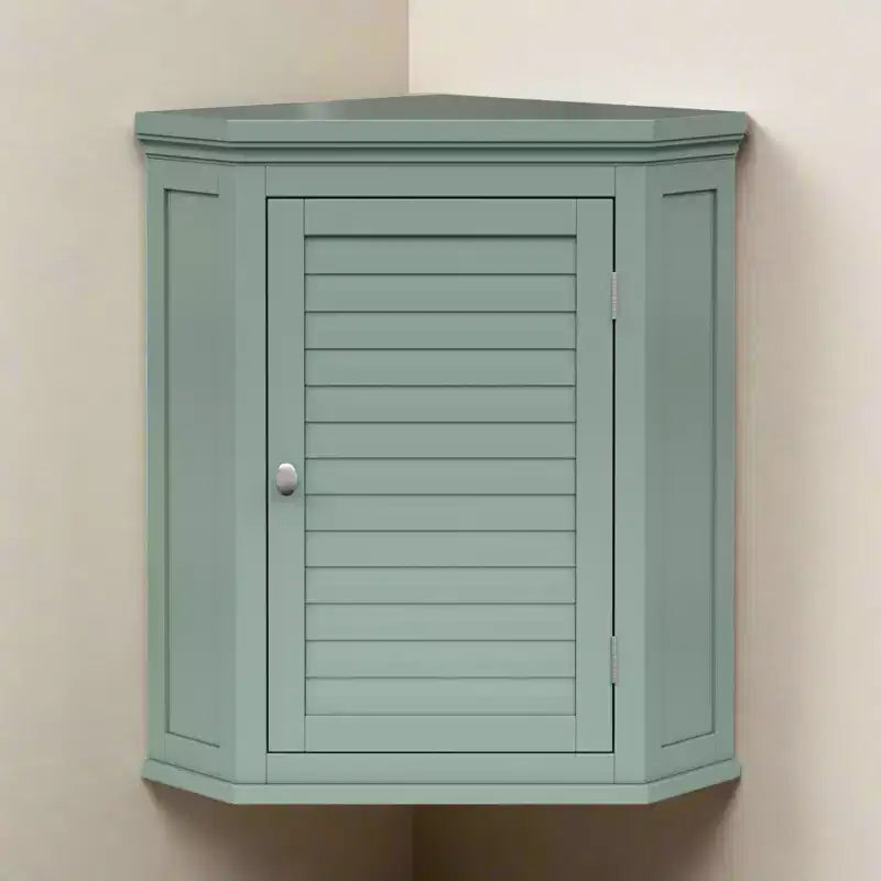 Armoire d'angle murale amovible Teamson Home Glancy à deux portes, vert sauge