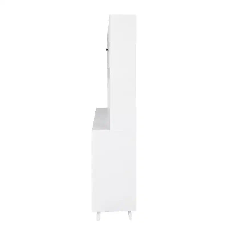 GDFStudio Gideon Armoire de cuisine moderne 63 avec 4 portes vitrées, 4 tiroirs et étagère à micro-ondes