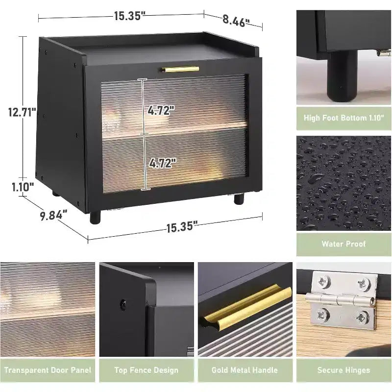 Boîte à pain à 2 niveaux en bambou avec porte en acrylique, bac de rangement pour le pain pour comptoir de cuisine, pour ranger baguettes, pâtisseries et produits de boulangerie