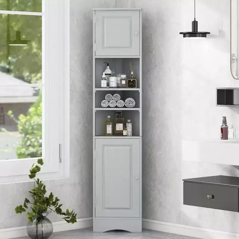 CASAINC Armoire d'angle haute 170 cm avec 2 portes, étagères réglables, rangement multifonctionnel