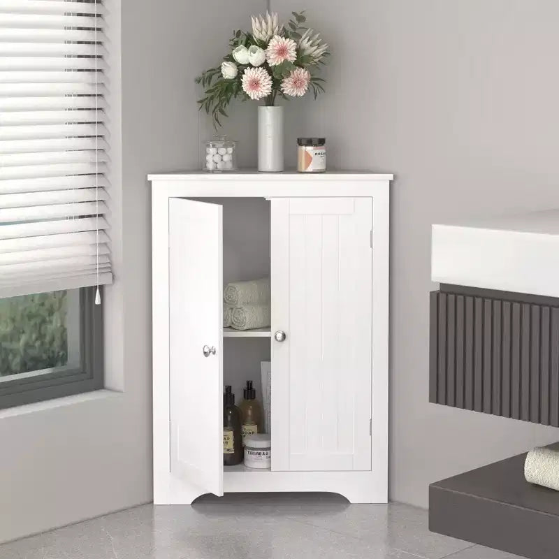 Meuble d'angle sumyeg avec 2 portes et étagères réglables pour le rangement à domicile