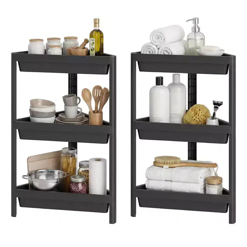 Costway 2-Pack 3-Tier Shelf w/Detachable Design & Drainage Holes Freestanding Storage