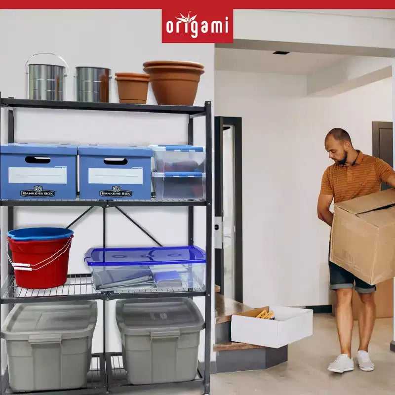 Étagère de rangement pliable polyvalente à 4 niveaux sur roulettes, fournie avec 4 tapis de protection imperméables magnétiques pour étagères en fil métallique, gris
