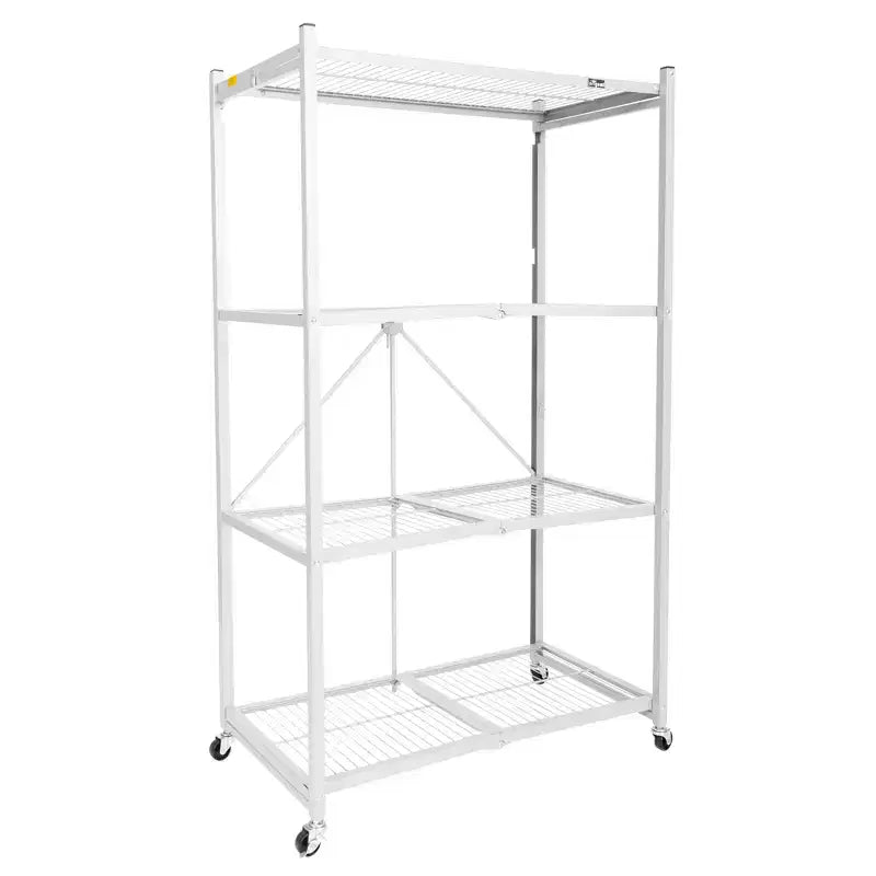 Étagère de rangement pliable polyvalente à 4 niveaux sur roulettes, fournie avec 4 tapis de protection imperméables magnétiques pour étagères en fil métallique, gris