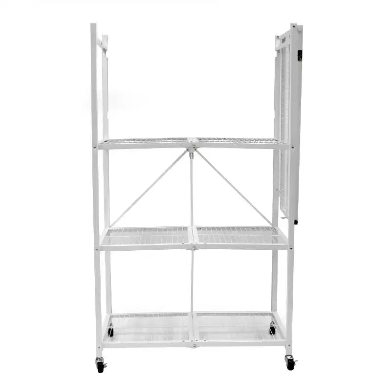 Étagère de rangement pliable polyvalente à 4 niveaux sur roulettes, fournie avec 4 tapis de protection imperméables magnétiques pour étagères en fil métallique, gris