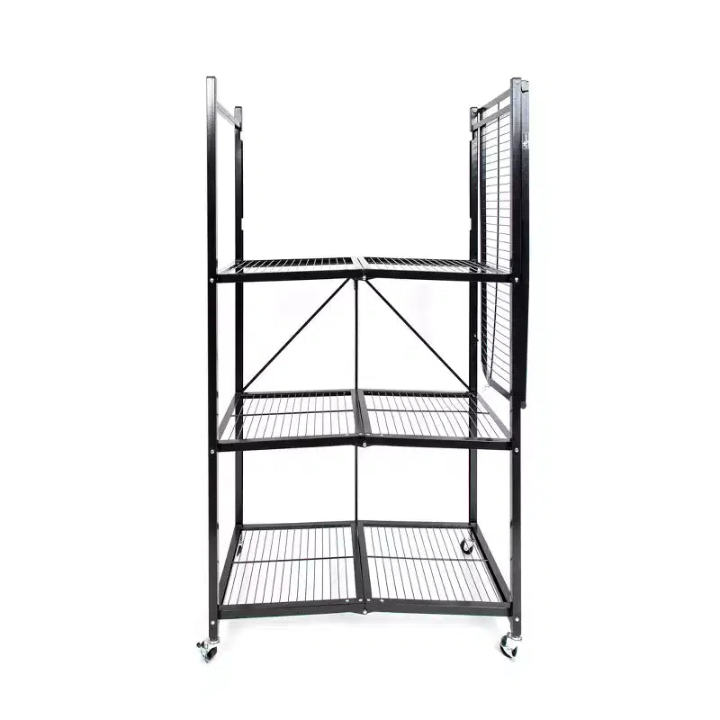 Étagère de rangement pliable polyvalente à 4 niveaux sur roulettes, fournie avec 4 tapis de protection imperméables magnétiques pour étagères en fil métallique, gris