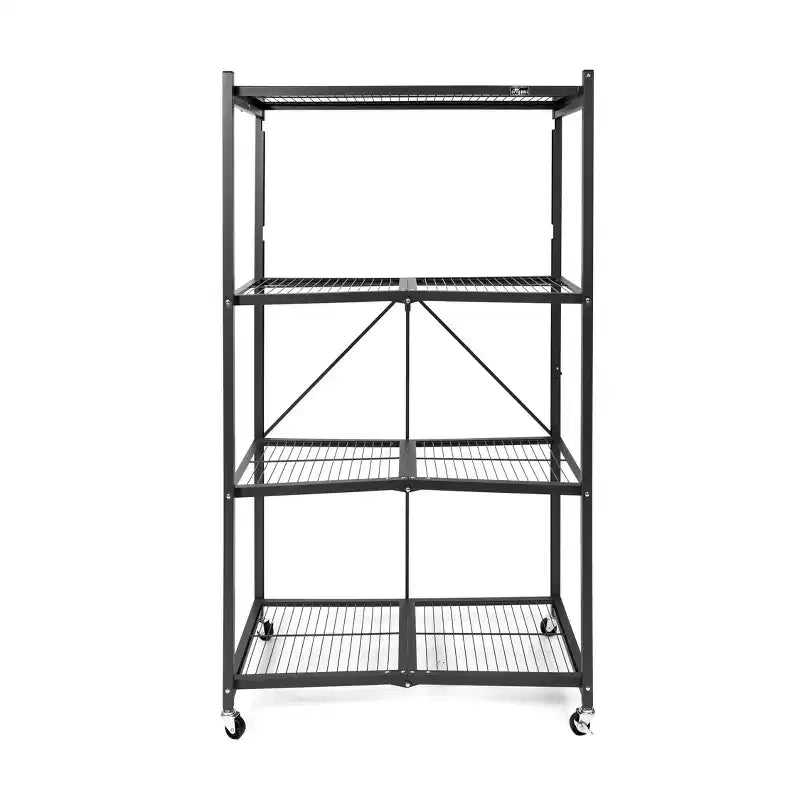 Étagère de rangement pliable polyvalente à 4 niveaux sur roulettes, fournie avec 4 tapis de protection imperméables magnétiques pour étagères en fil métallique, gris