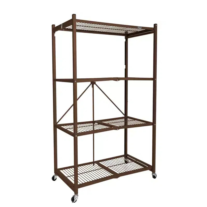 Étagère de rangement pliable polyvalente à 4 niveaux sur roulettes, fournie avec 4 tapis de protection imperméables magnétiques pour étagères en fil métallique, gris