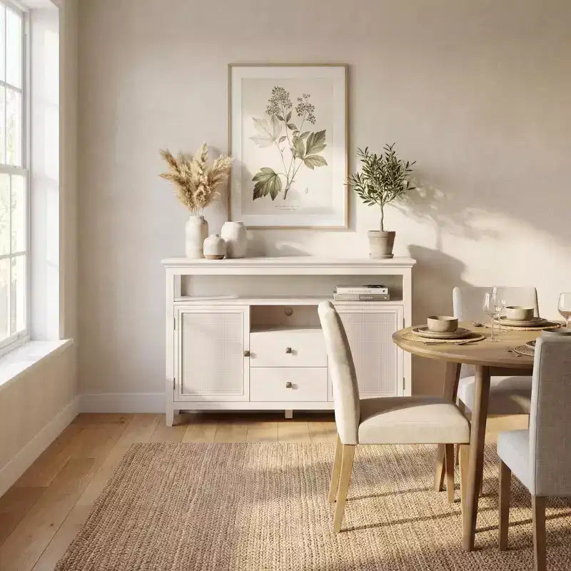 Meuble TV moderne en MDF avec rangements, buffet avec 2 portes et tiroirs, console multimédia pour salon, salle à manger, entrée