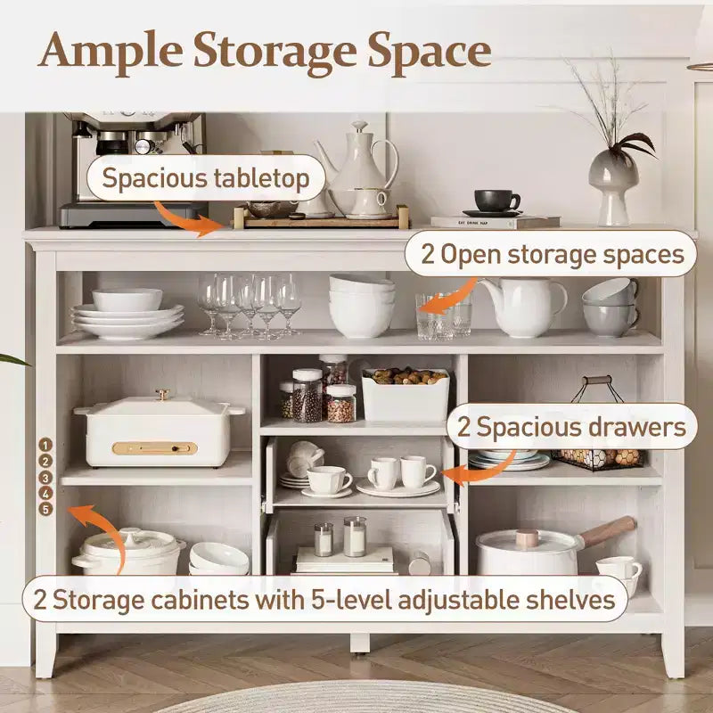 Meuble TV moderne en MDF avec rangements, buffet avec 2 portes et tiroirs, console multimédia pour salon, salle à manger, entrée
