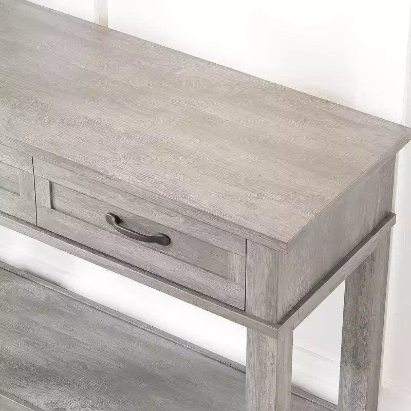 Console de ferme avec 3 tiroirs et étagère de rangement ouverte Table de canapé en bois à 2 niveaux Idéale pour l'entrée, le salon, le couloir ou le hall d'entrée