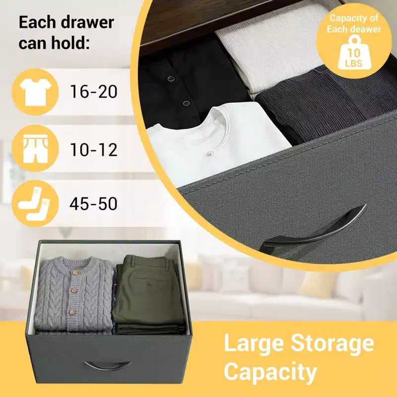 Commode à 3 tiroirs avec bacs en tissu, organisateur de rangement compact imitation bois pour chambre, placard, entrée