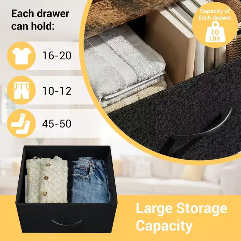 Commode à 3 tiroirs avec bacs en tissu, organisateur de rangement compact imitation bois pour chambre, placard, entrée