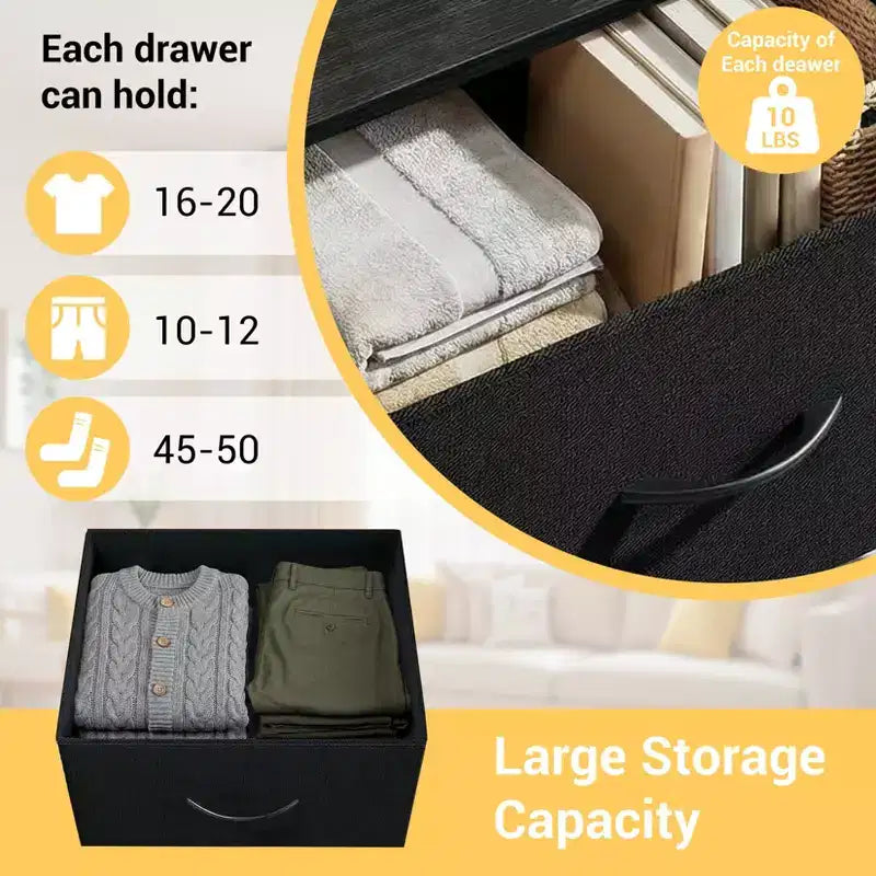 Commode à 3 tiroirs avec bacs en tissu, organisateur de rangement compact imitation bois pour chambre, placard, entrée