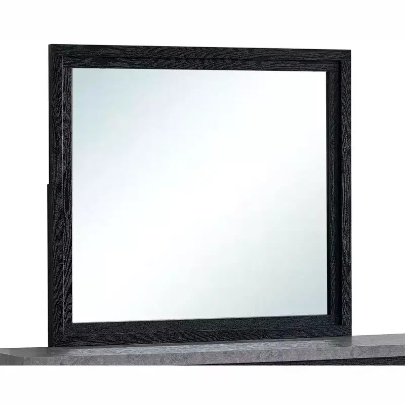 Miroir de commode noir à cadre en bois rectangulaire de 41 po L x 37 po H