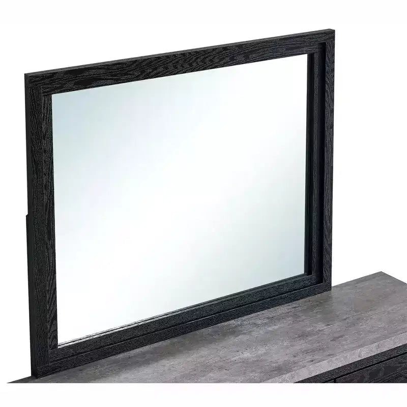 Miroir de commode noir à cadre en bois rectangulaire de 41 po L x 37 po H