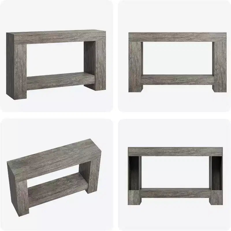 Grande Console de Ferme, Table Basse de Canapé à 2 Niveaux avec Rangement pour Salon, Entrée et Couloir, Table d'Entrée en Bois Rustique pour Hall d'Entrée