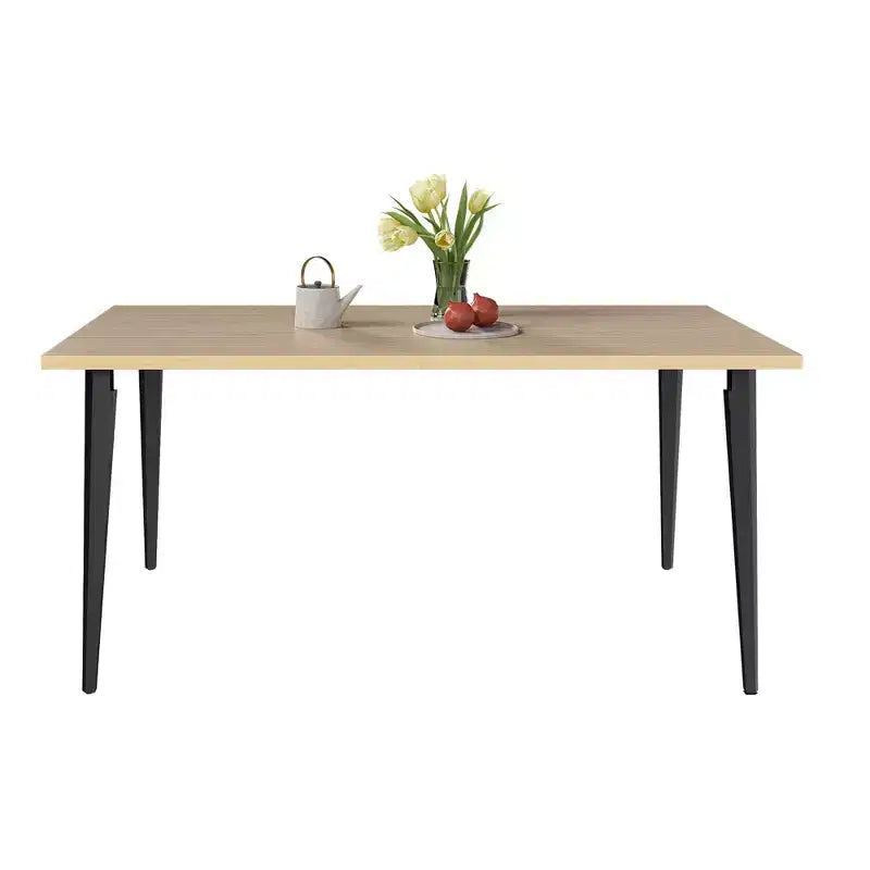 Table à manger rectangulaire moderne avec plateau en bois MDF et pieds en métal, table de cuisine pour appartement ou maison, espace de repas