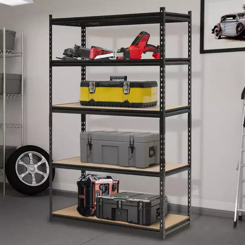 Rayonnage Métallique 5 Niveaux de 91 cm pour Garage et Maison, Étagères de Rangement Réglables Robustes pour Cellier et Sous-sol, Noir