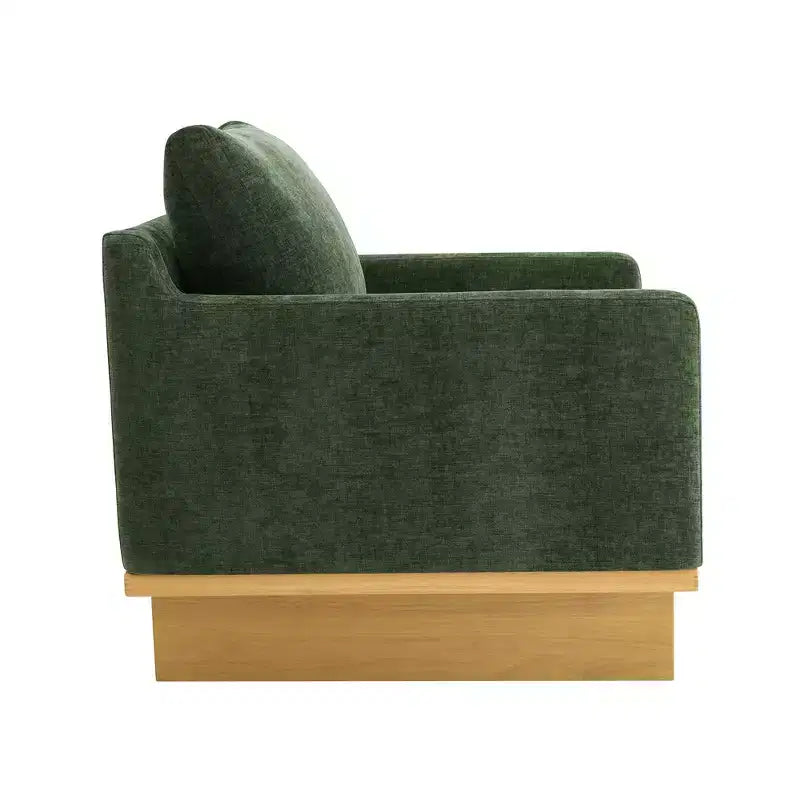 Fauteuil d'appoint minimaliste moderne avec cadre en bois massif ergonomique pour salon, coussins moelleux et design spacieux