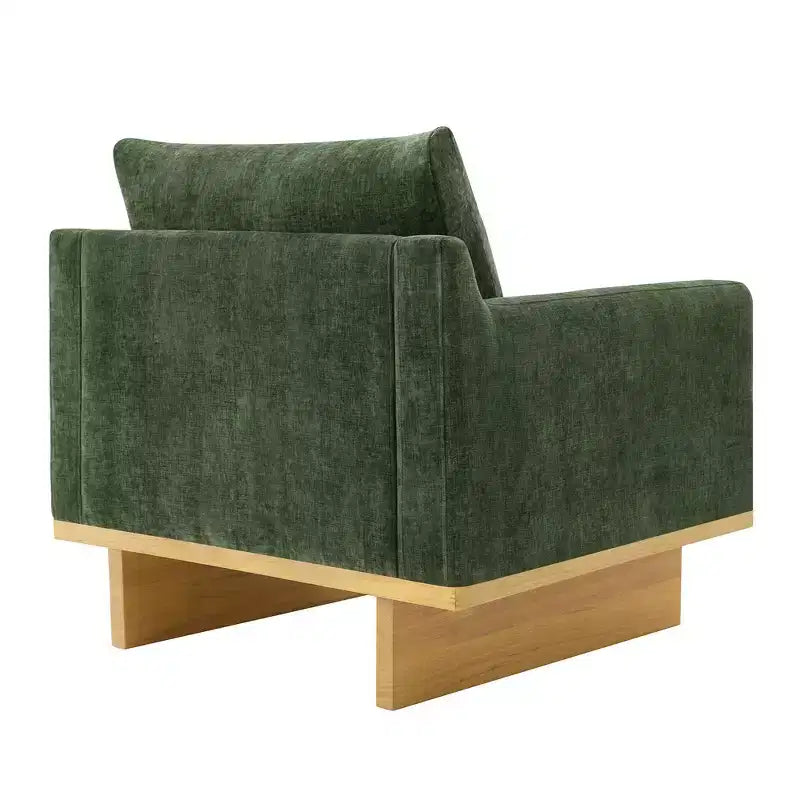 Fauteuil d'appoint minimaliste moderne avec cadre en bois massif ergonomique pour salon, coussins moelleux et design spacieux