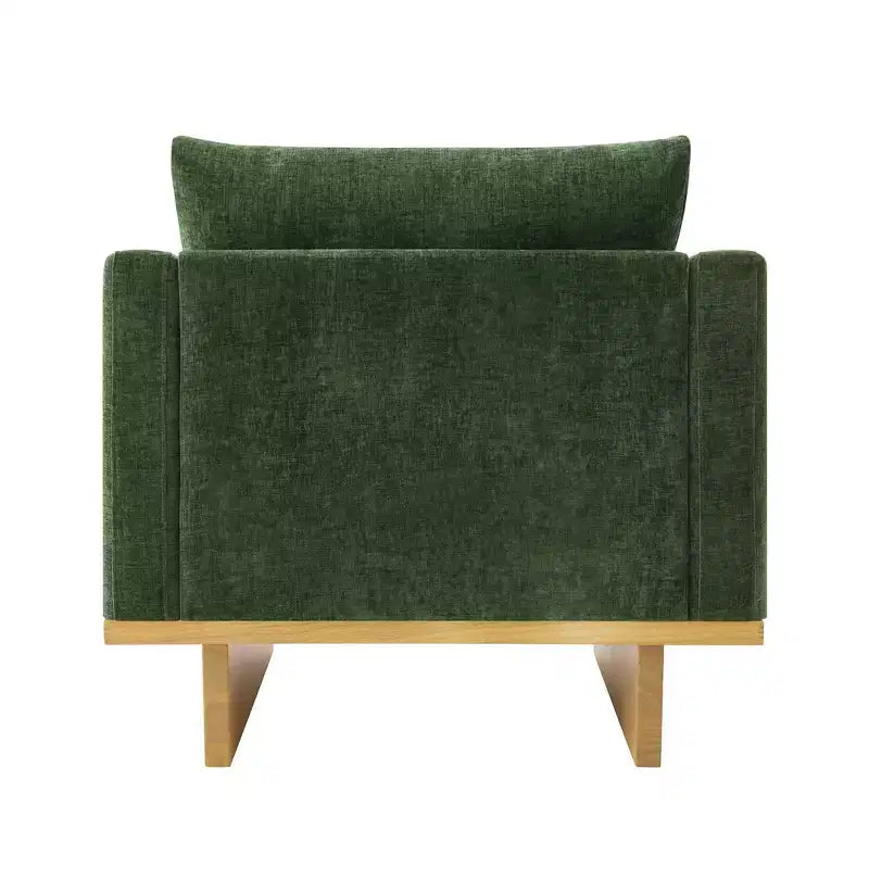 Fauteuil d'appoint minimaliste moderne avec cadre en bois massif ergonomique pour salon, coussins moelleux et design spacieux