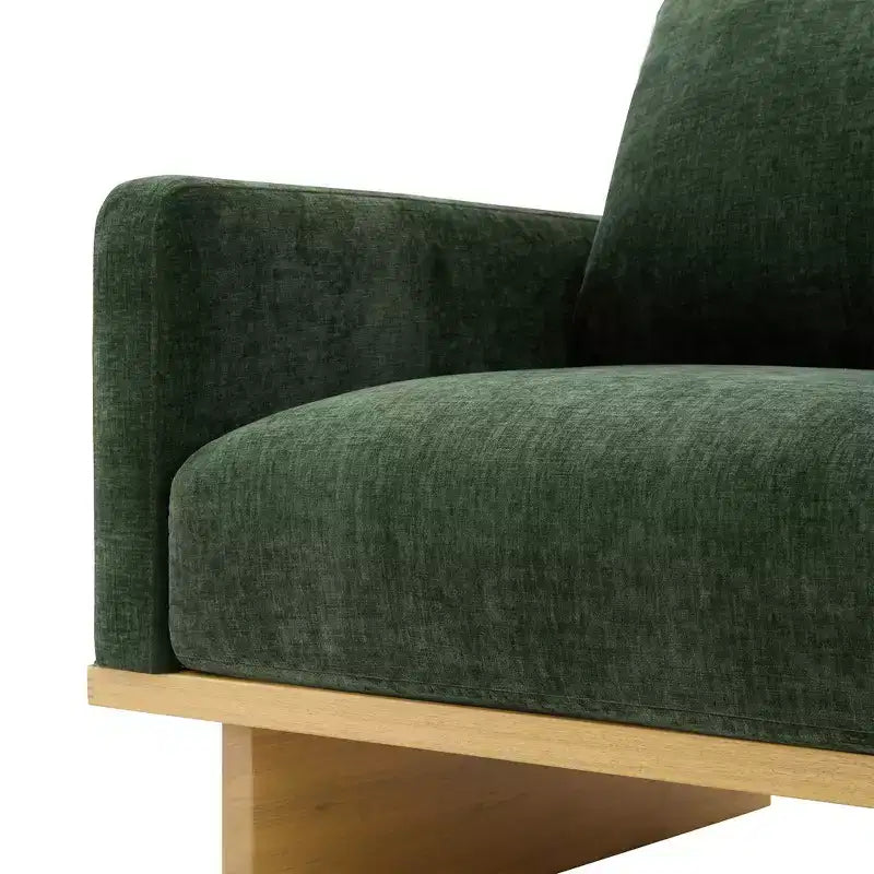 Fauteuil d'appoint minimaliste moderne avec cadre en bois massif ergonomique pour salon, coussins moelleux et design spacieux