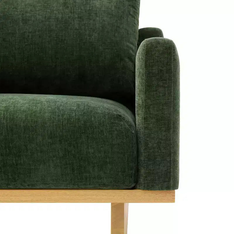Fauteuil d'appoint minimaliste moderne avec cadre en bois massif ergonomique pour salon, coussins moelleux et design spacieux