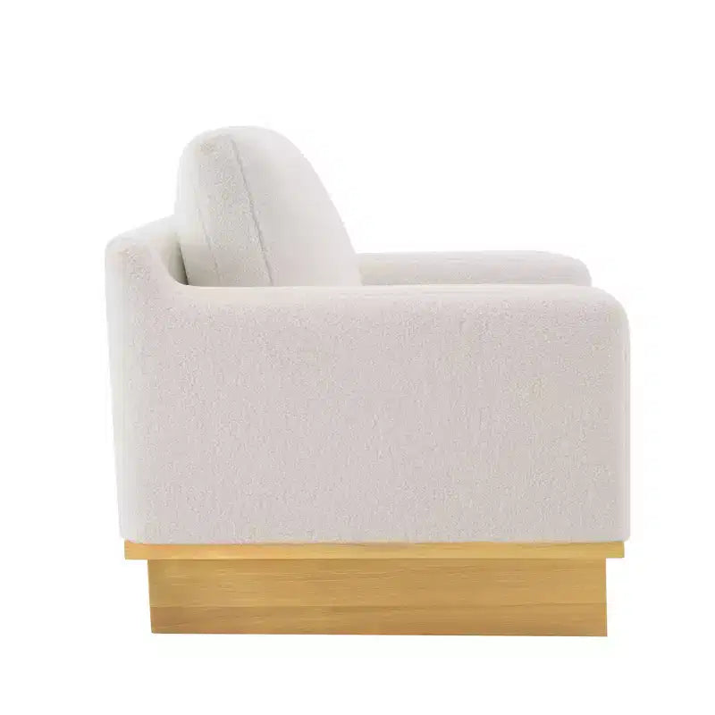 Fauteuil d'appoint minimaliste moderne avec cadre en bois massif ergonomique pour salon, coussins moelleux et design spacieux