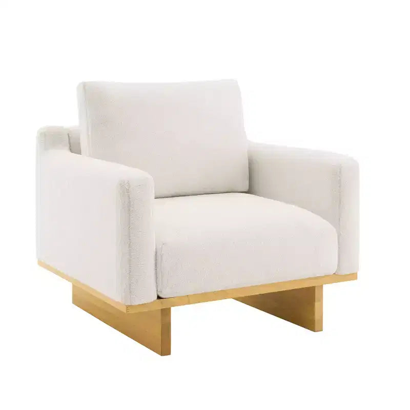 Fauteuil d'appoint minimaliste moderne avec cadre en bois massif ergonomique pour salon, coussins moelleux et design spacieux