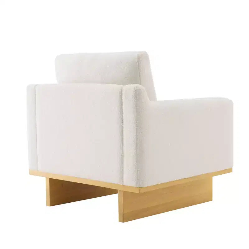 Fauteuil d'appoint minimaliste moderne avec cadre en bois massif ergonomique pour salon, coussins moelleux et design spacieux