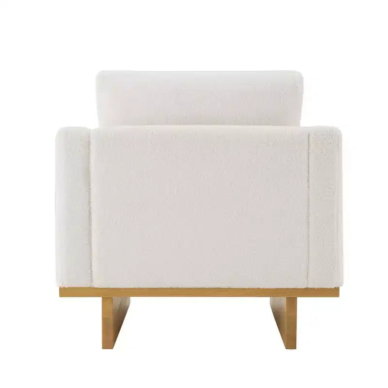 Fauteuil d'appoint minimaliste moderne avec cadre en bois massif ergonomique pour salon, coussins moelleux et design spacieux