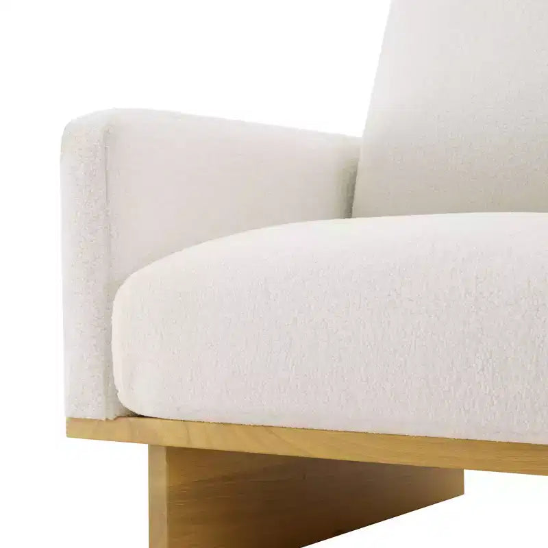 Fauteuil d'appoint minimaliste moderne avec cadre en bois massif ergonomique pour salon, coussins moelleux et design spacieux