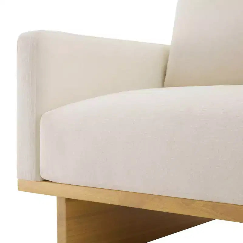 Fauteuil d'appoint minimaliste moderne avec cadre en bois massif ergonomique pour salon, coussins moelleux et design spacieux