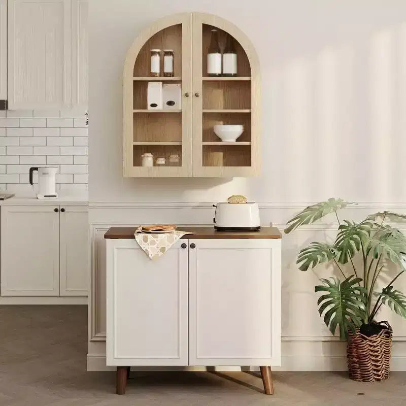 Meuble de salle de bain mural arqué avec portes vitrées, armoire à pharmacie rustique en bois avec étagères réglables, meuble de rangement au-dessus des toilettes pour salle de bain