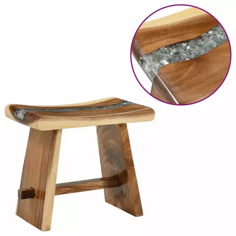 Tabouret de douche en bois de suar massif naturel 50 x 30 x 44 cm