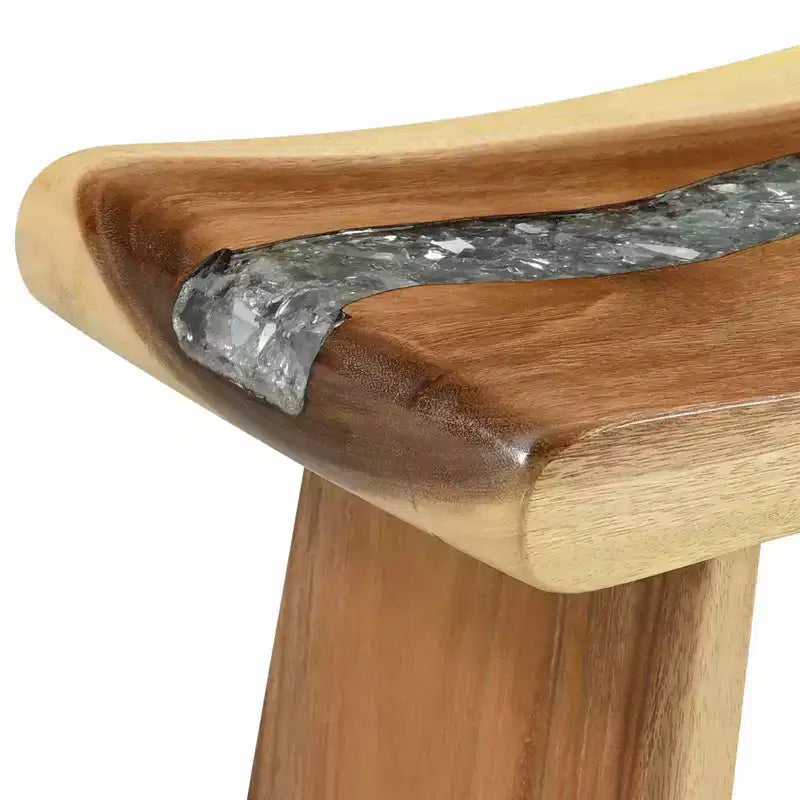 Tabouret de douche en bois de suar massif naturel 50 x 30 x 44 cm