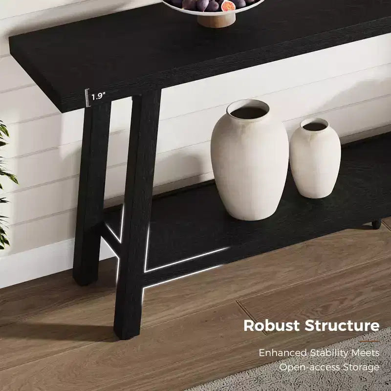 Table console de ferme extra longue de 71", table de canapé rectangulaire marron à 2 niveaux pour entrée, meuble d'appoint robuste en bois pour salon et couloir