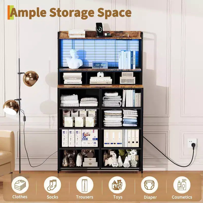 Commode avec 11 tiroirs en tissu, organisateur de rangement industriel, conception anti-basculement, pour chambre à coucher, salon