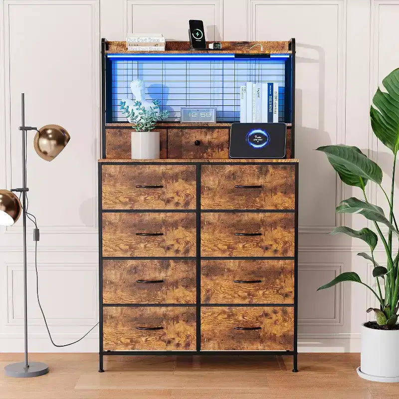 Commode avec 11 tiroirs en tissu, organisateur de rangement industriel, conception anti-basculement, pour chambre à coucher, salon