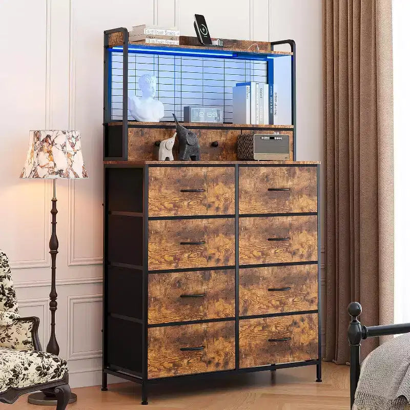 Commode avec 11 tiroirs en tissu, organisateur de rangement industriel, conception anti-basculement, pour chambre à coucher, salon