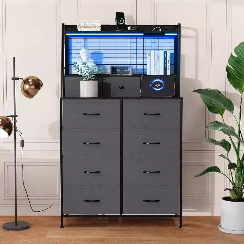Commode avec 11 tiroirs en tissu, organisateur de rangement industriel, conception anti-basculement, pour chambre à coucher, salon