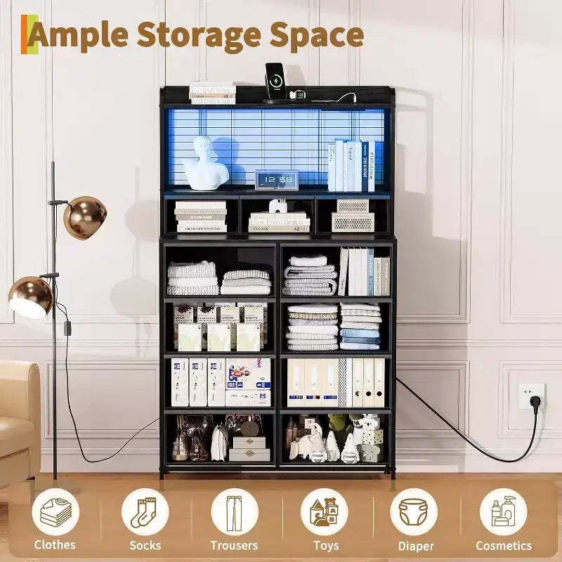 Commode avec 11 tiroirs en tissu, organisateur de rangement industriel, conception anti-basculement, pour chambre à coucher, salon