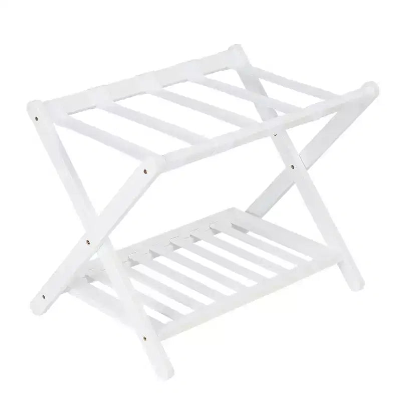 Porte-bagages pliant en bambou avec étagère de rangement 5 sangles en nylon durables Supporte 68 kg Support peu encombrant pour chambre à coucher, chambre d'amis, hôtel